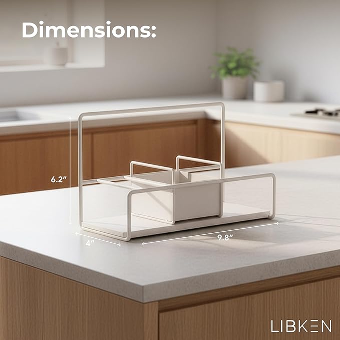 Kitchen Sponge Holder with Drying Stone – Warm Grey Powder Coated Metal Sink