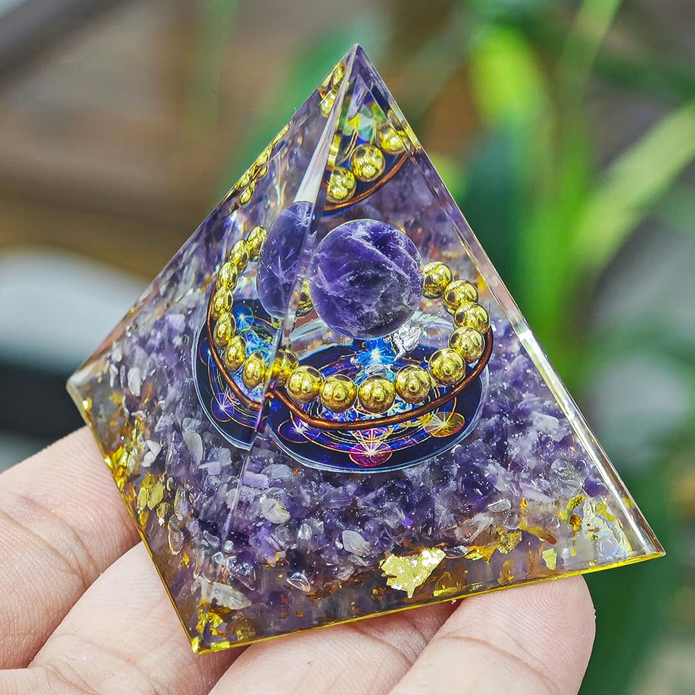 AierCrystal Natural Mineral Crystal Pyramid Energy Healing Meditation Aid Feng Shui Protection Home Decor Versatile Gift Option(2inch Pyramid Amethyst)