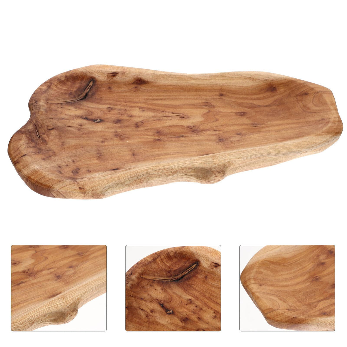 UPKOCH Bamboo Serving Tray 11.41X6.49 Inch Irregular Root Carving Wooden Fruit Bowl Multi-Functional Kitchen Platter for Snacks Salad and Entertaining