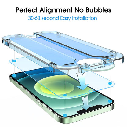 amFilm Auto-Alignment OneTouch for iPhone 16 [6.1''] Screen Protector + Camera Lens Protector, Tempered Glass, 30 seconds Installation, Bubble Free, Case Friendly, Anti-Scratch [2+2 Pack]