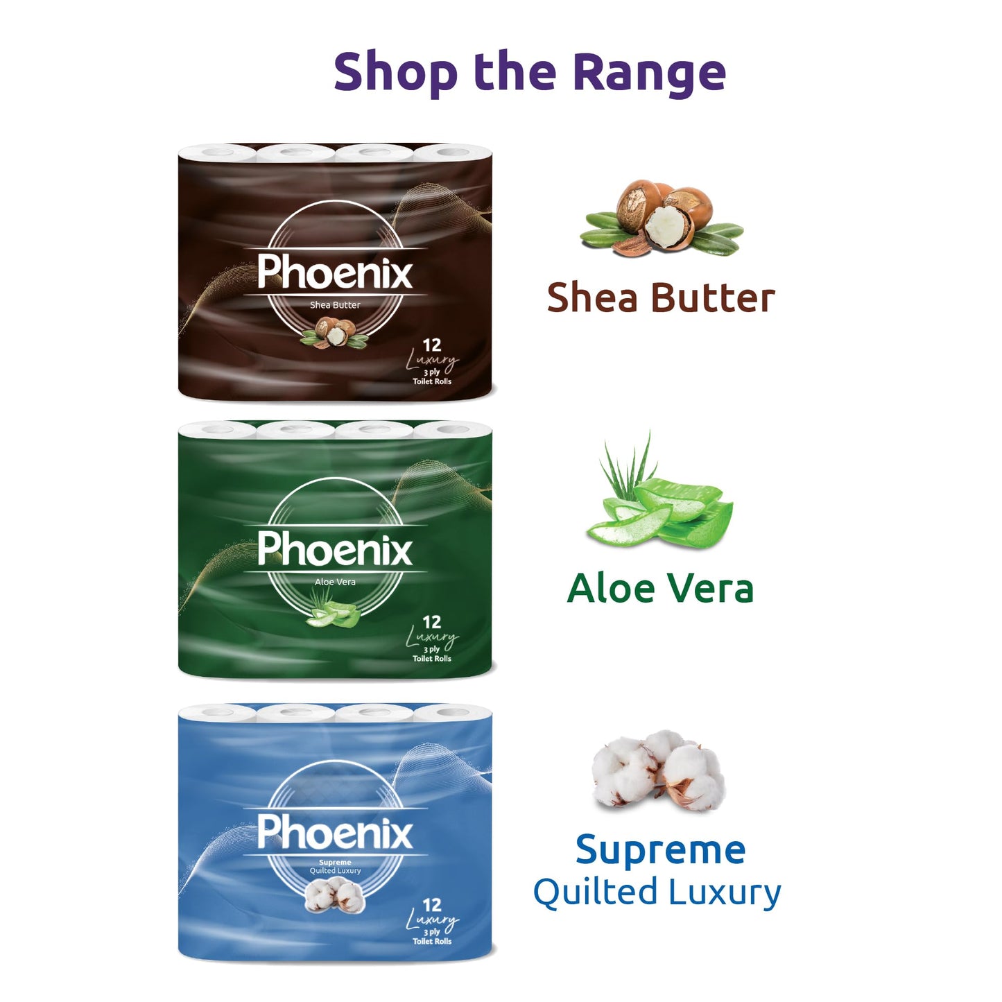 Phoenix Toilet Rolls – 60 Pack | 3 Ply Lavender Scented Toilet Paper | Bulk Buy, Soft, Quilted, Sustainably Sourced, Eco- Friendly Luxury Bathroom Tissue