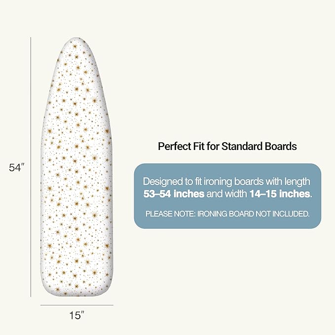 Ironing Board Cover and Pad 15"x54" Extra Thick Natural Cotton, Scorch and