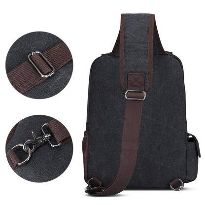 S-ZONE Sling Backpack for Men with Chest Pocket 13" Shoulder Bag Shoulder Bag Shoulder Bag Backpack, dark grey, M, One size