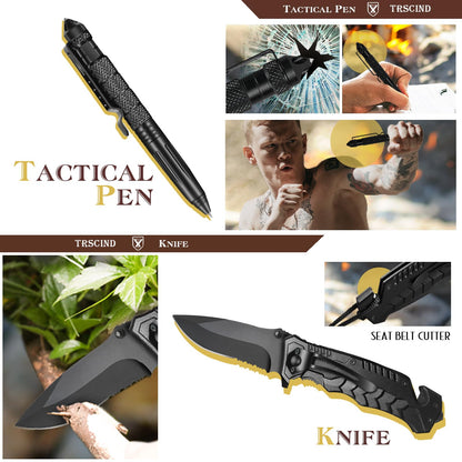Gifts for Men Dad Husband Him, Survival Kit, Emergency Survival Gear and Equipment 14 in 1, Anniversary Birthday Gifts for Him Boyfriend, Hunting Fishing Camping Accessories, Cool Gadget