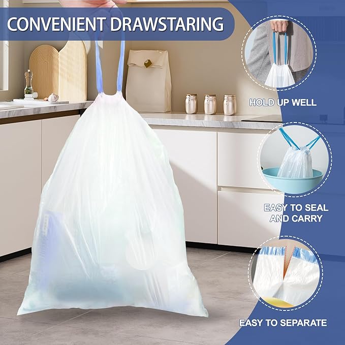 240 Count 3 Gallon Trash Bags Drawstring
