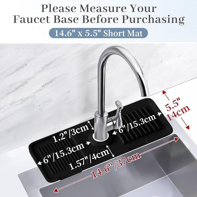 PoYang 14.6 Inch Faucet Mat for Kitchen Sink Splash Guard Behind Faucet