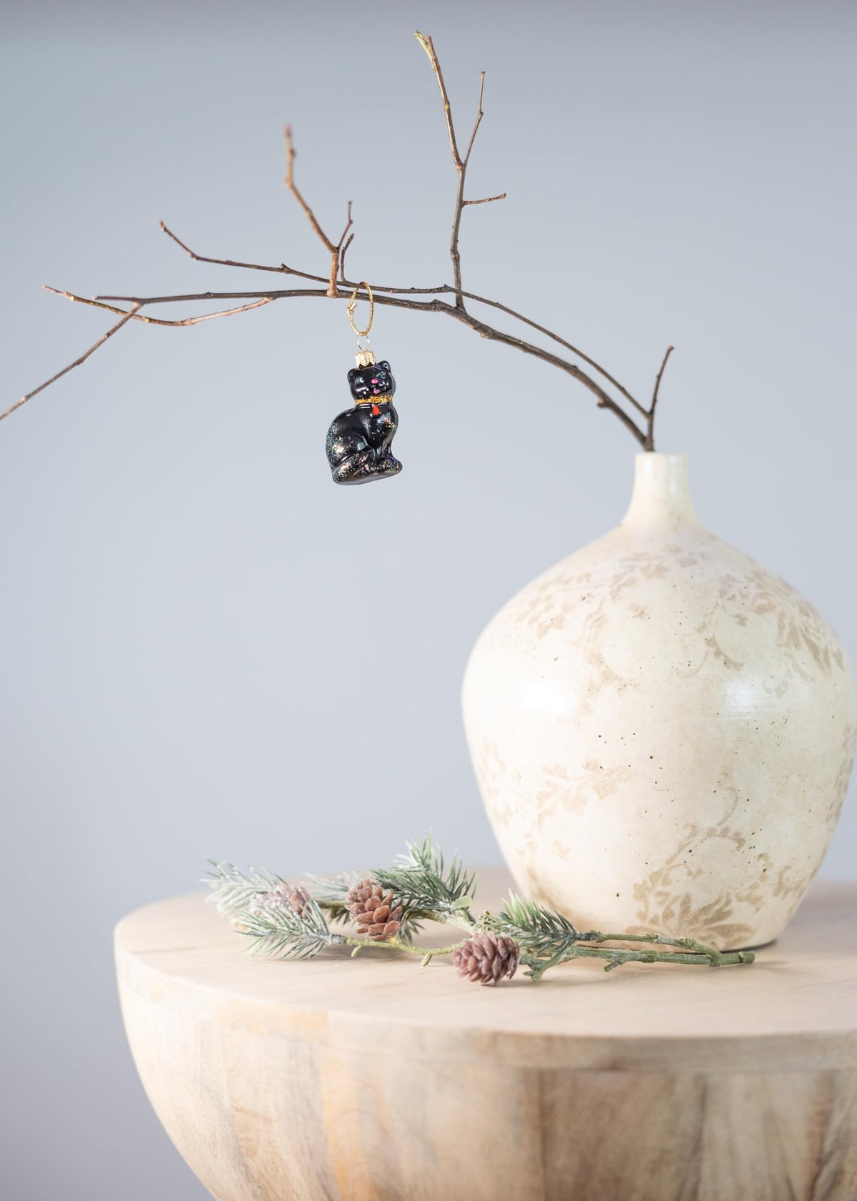 Polish Gallery Miniature Christmas Ornaments for Mini Tree Black Cat Handcrafted Mouth Blown Glass Mini Glass Christmas Balls Tiny Tree Ornaments Made in Poland