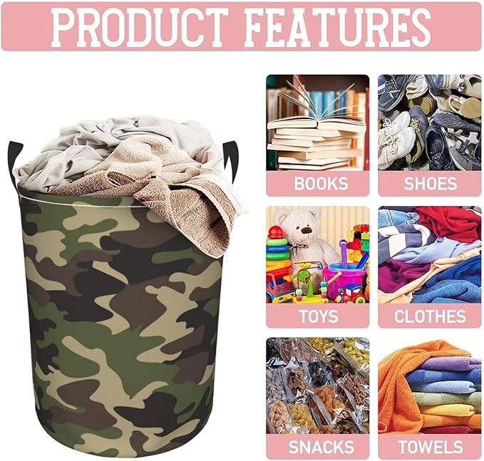 Green Camouflage Laundry Hamper Bag
