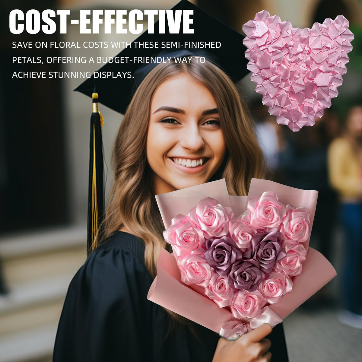 Forever Rose Craft Bundle: Make 7 Finished Flowers! This Complete Kit Has Pre-Assembled Petals, Stems, Leaves & Tape. The Perfect Convenient DIY Gift (Need Assembly) For Wedding,Anniversary