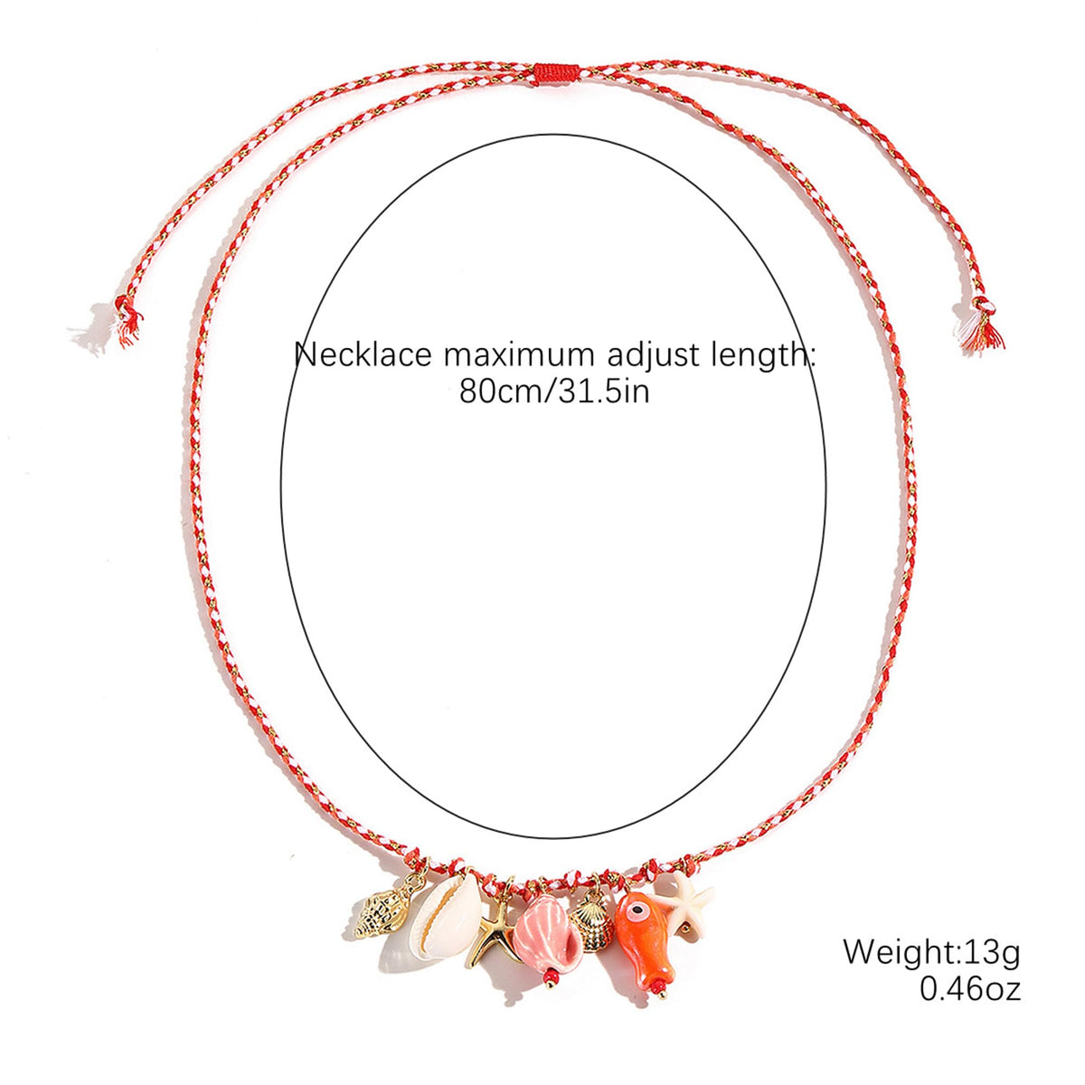 JAGWQRK Starfish Shell Charm Necklaces for Women Boho Adjustable Beaded Fish Shell Charm Necklace Hawaiian Summer Beach Surfe Party Present Jewelry