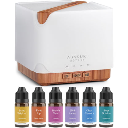 ASAKUKI 700 ml Premium Essential Oil Diffuser, 5 in 1 Ultrasonic Aromatherapy Fragrant Oil Vaporizer Humidifier, Timer and Auto-Off Safety Switch, 7 LED Light Colors