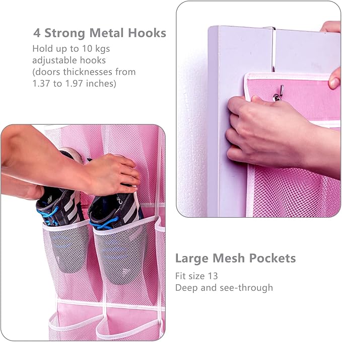 KEEPJOY 28 Pocket Over The Door Shoe Organizer, Hanging Door Shoe Holder Rack