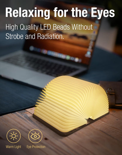 ZBOLE 4.7 Inch Wooden Book Lamp, Book Lovers Gifts,Teacher Appreciation Gifts for Women, Folding Book Light, LED Ambient Lighting, Magnetic Mood Lighting for Home&Library Decor (Walnut)