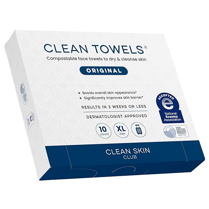 Clean Skin Club Clean Towels XL®, Travel Pack 100% USDA Biobased Disposable