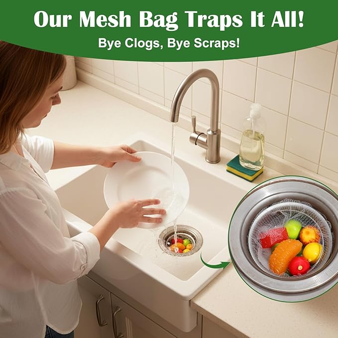 400 Pcs Disposable Mesh Sink Strainer Bags, Kitchen Sink Strainer Mesh Bag