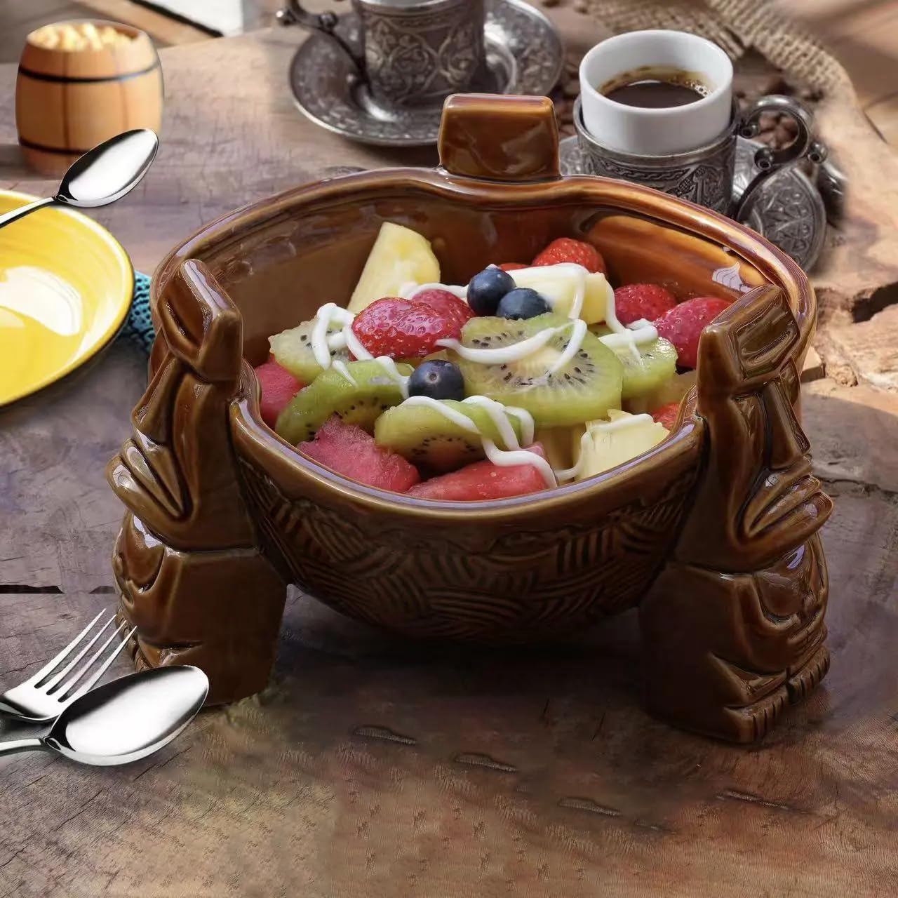 WINISH Scorpion Bowl, Tiki Bowl,Food Grade Ceramic Decorative Bowl, Pedestal Decorative Bowl, Party Serveware for Cocktails, Tiki Drinkware for Bar, Party, Holidays, and More
