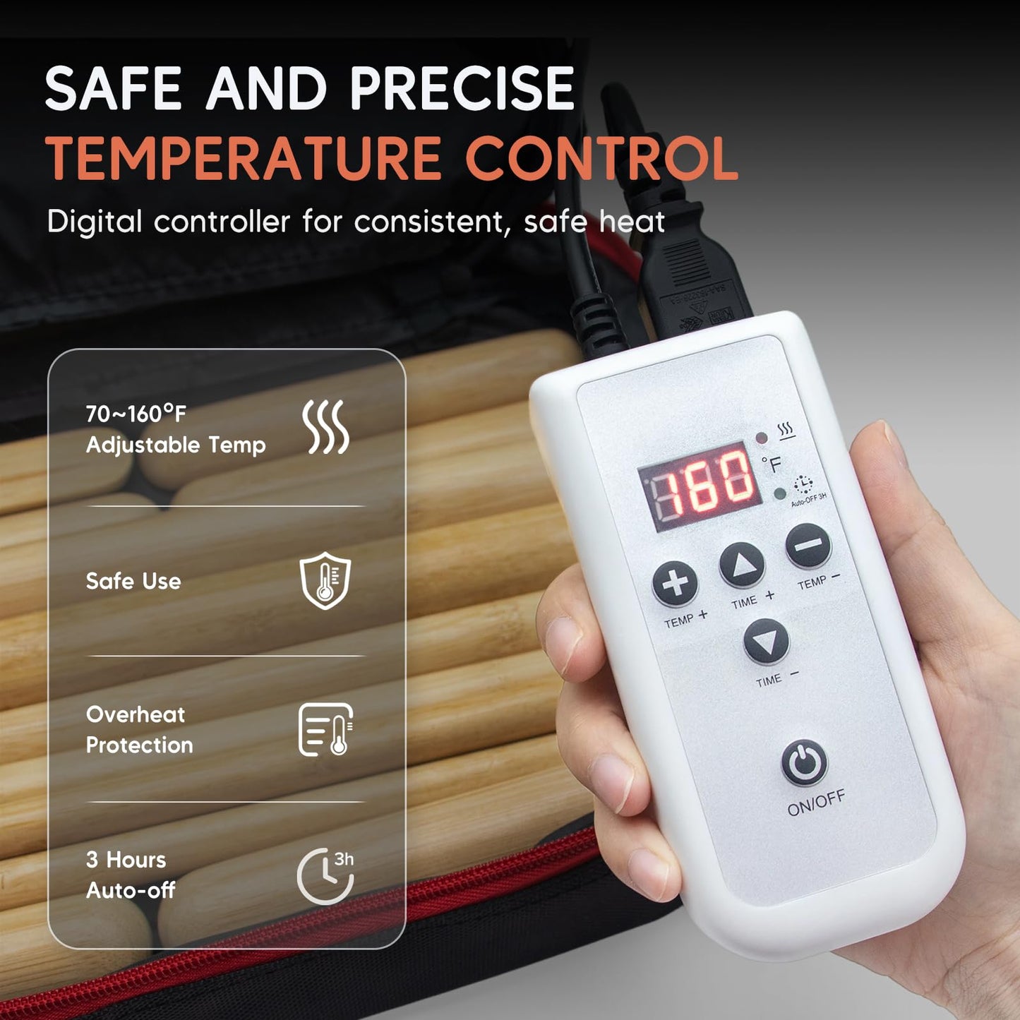 Goodtar Hot Bamboo Massage Warmer Bag w/ 12 PCS Warm Bamboo Sticks, Portable Professional Electric Heater for Stone, Digital Temperature Controller, Portable Heating Travel Bag (Black)
