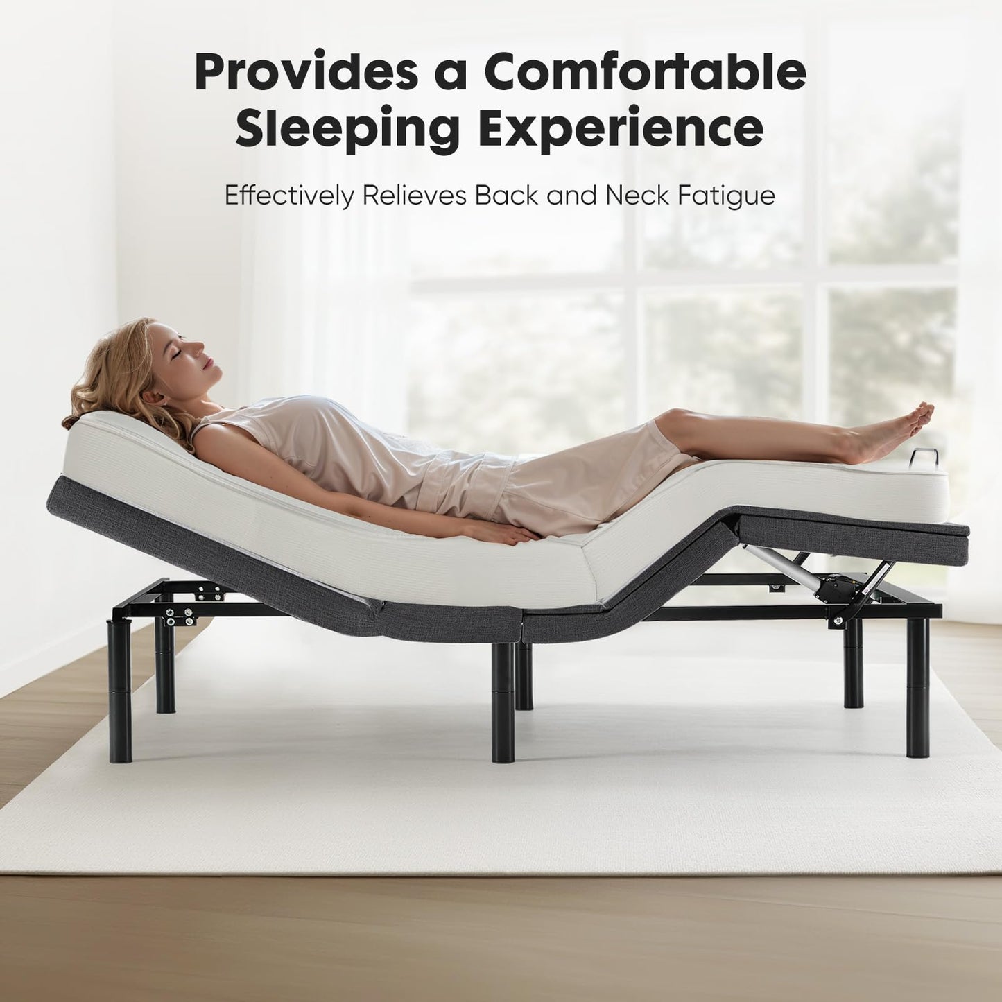 HAPPYMONT Twin XL Adjustable Bed Frame, Ergonomic Electric Bed Base with Wireless Remote and 2 USB Ports, Head and Foot Incline, Zero Gravity, Anti-Snore, Easy Assembly