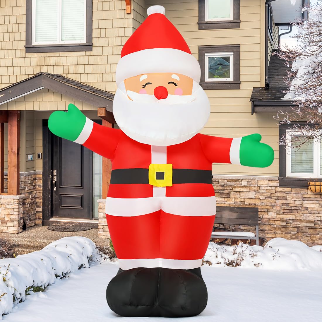 GOOSH 5 FT Christmas Inflatables Santa Claus Outdoor Decorations Blow Up Yard Standing Santa with Built-in LEDs for Holiday Party Xmas Yard Garden Lawn Decor