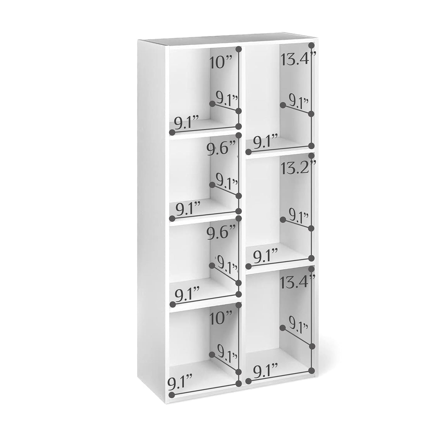 Amazon Basics 7 Cube Organizer Bookcase, Storage Shelf for Home and Office, Display Storage Organizer, Sturdy with Easy Assembly, 9.25"D x 19.49"W x 41.73"H, White