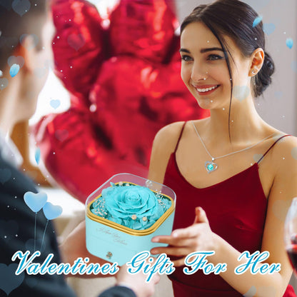 Beferr Valentines Day Gifts for Her Preserved Real Rose with Necklace Eternal Roses Forever Flowers for Delivery Prime Mothers Anniversary Birthday Gifts for Women Mom Grandma Wife Daughter Girlfriend