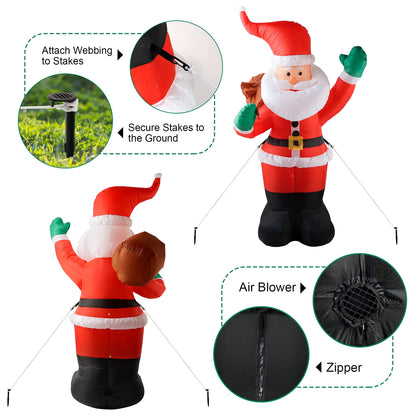 COOLWUFAN 6 FT Christmas Inflatables Santa Claus with Gifts Bag, Christmas Inflatables Outdoor Decorations, Built-in LED Lights Holiday Blow Up Yard Decoration Clearance for Yard, Holiday, Parties