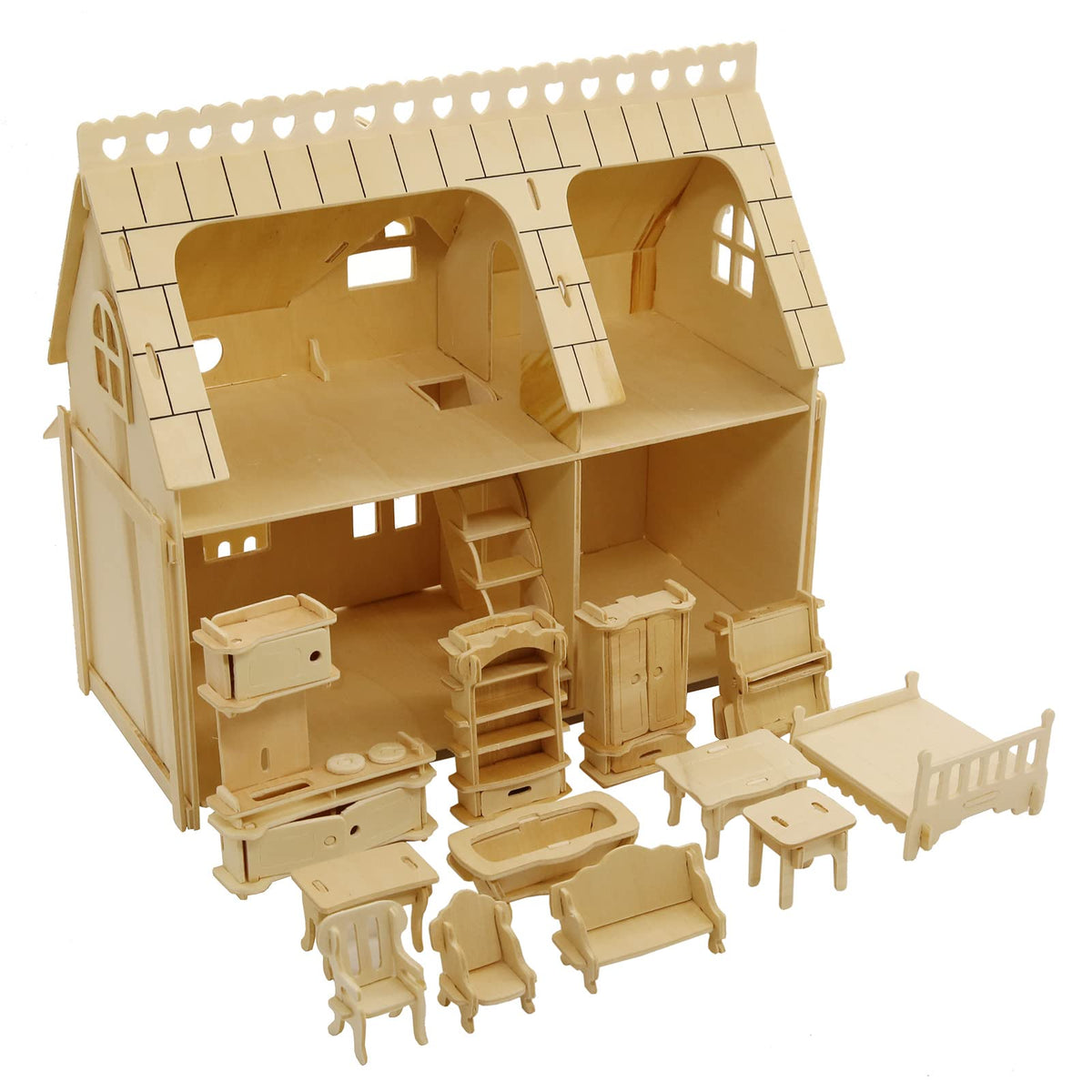 3D Puzzle House, Fantasy Villa Model Kit with Dollhouse Furniture