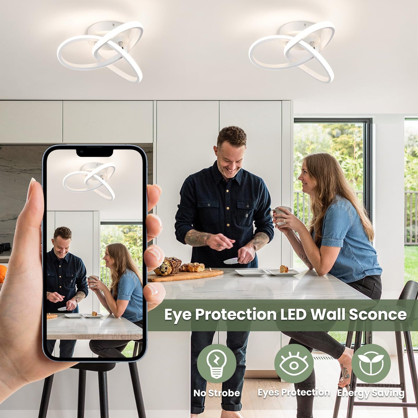 CANEOE Modern Led Ceiling Light Fixtures,4500K Daylight White Semi Flush Mount Hallway Ceiling Light for Bedroom Bathroom Kitchen Balcony Laundry Room Stair Ceiling Lamp Curved Design (White, 4500K)