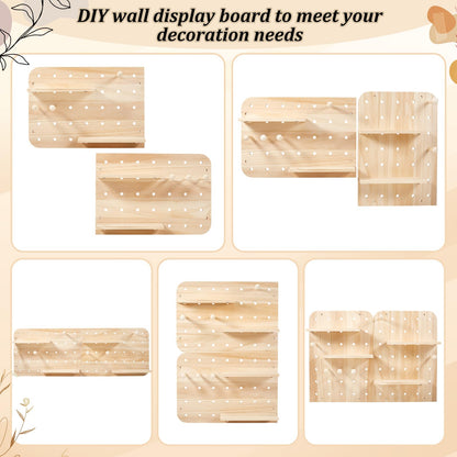 GLASSWINDS Wood Pegboard Wall Organizer Combination Kit, 2 Office Peg Board Panels with 18 Accessories, Modular Display DlY Storage Crafts Organization Wall Hooks Shelf for Bedroom Study Home