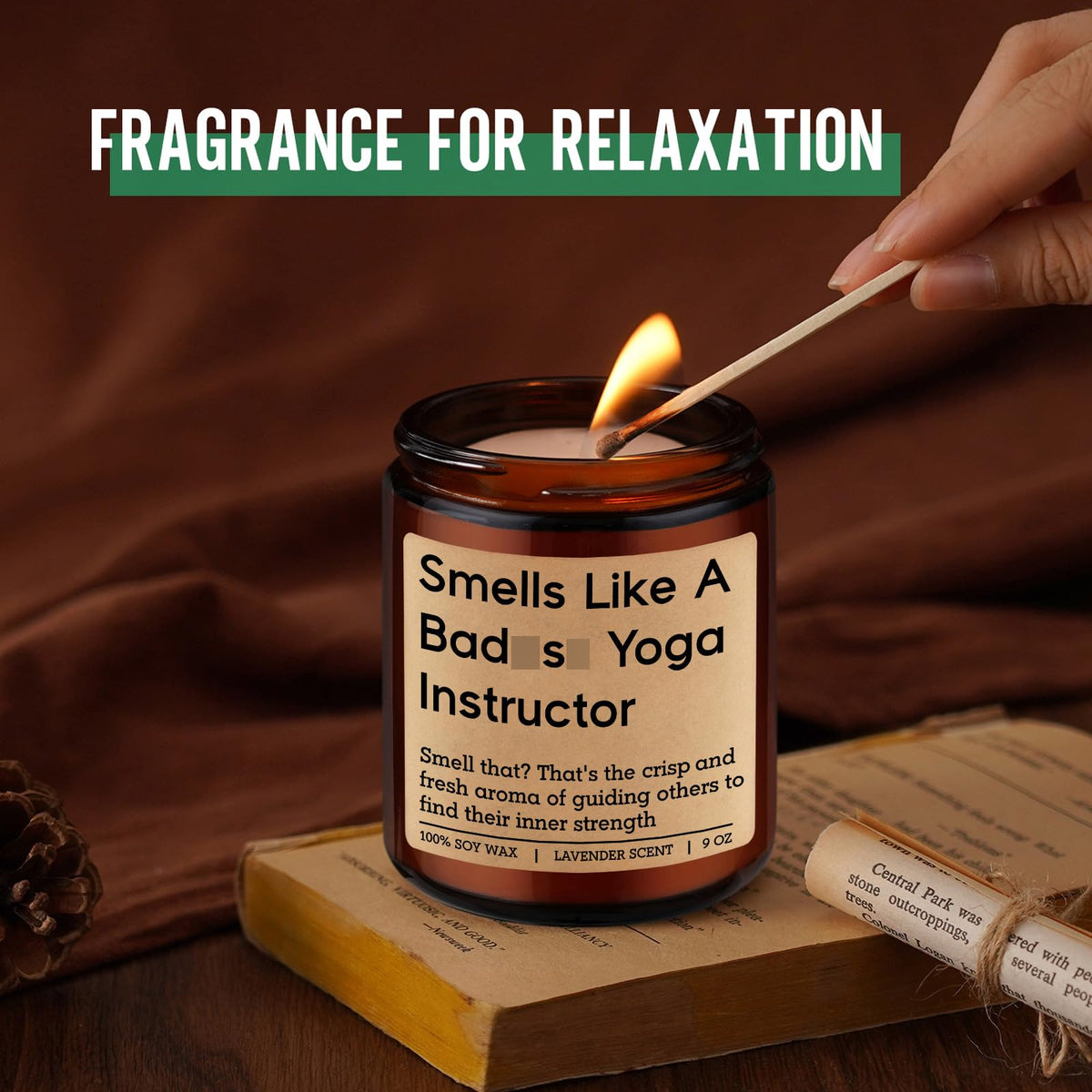 GSPY Scented Candle - Yoga Instructor Teacher Gifts, Yoga Gifts for Women, Men - Funny Meditation, Zen, Birthday, Mothers Day, Appreciation Ideas for Yogis, Yogic Lovers, Wellness Coach, Friend, Mom