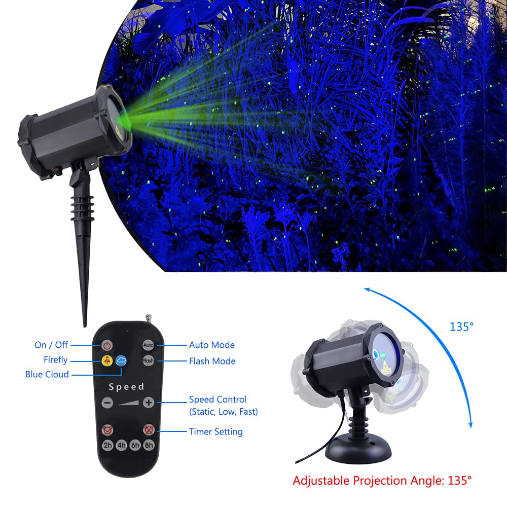 Lunmore Firefly Garden Lights Star Projector Laser Christmas Lights for Garden Lawns Courtyard
