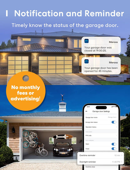 meross Smart Garage Door Opener Remote, Compatible with Apple HomeKit, Amazon Alexa, Google Assistant, CarPlay and SmartThings, No Hub Required
