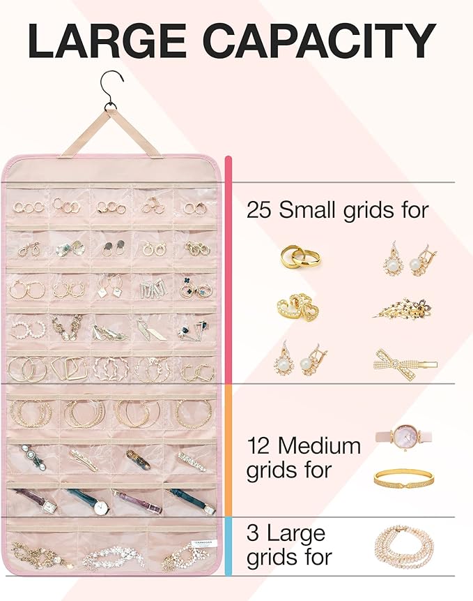 BAGSMART Hanging Jewelry Organizer Storage Roll