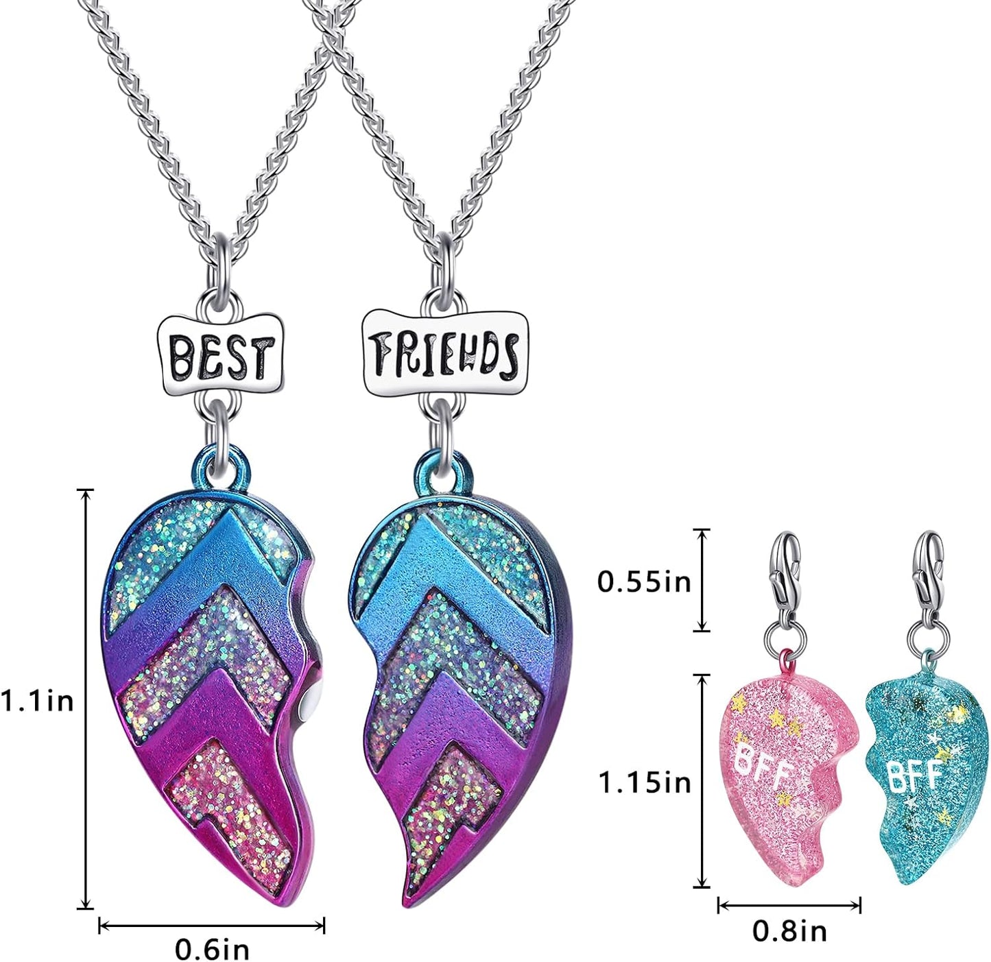 Best Friends Half Heart Pendant Necklace for Children, Kid's Best Friend Jewelry,Friendship Gift Girls BFF Necklaces-Love