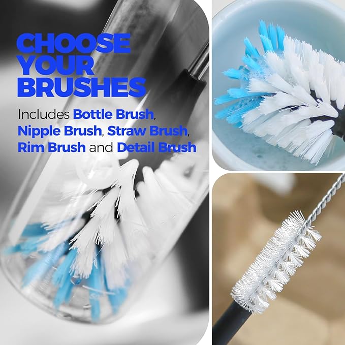 Holikme Bottle Brush Cleaner Set, 3 Straw Cleaner Brush, Bottle Cleaning Brush