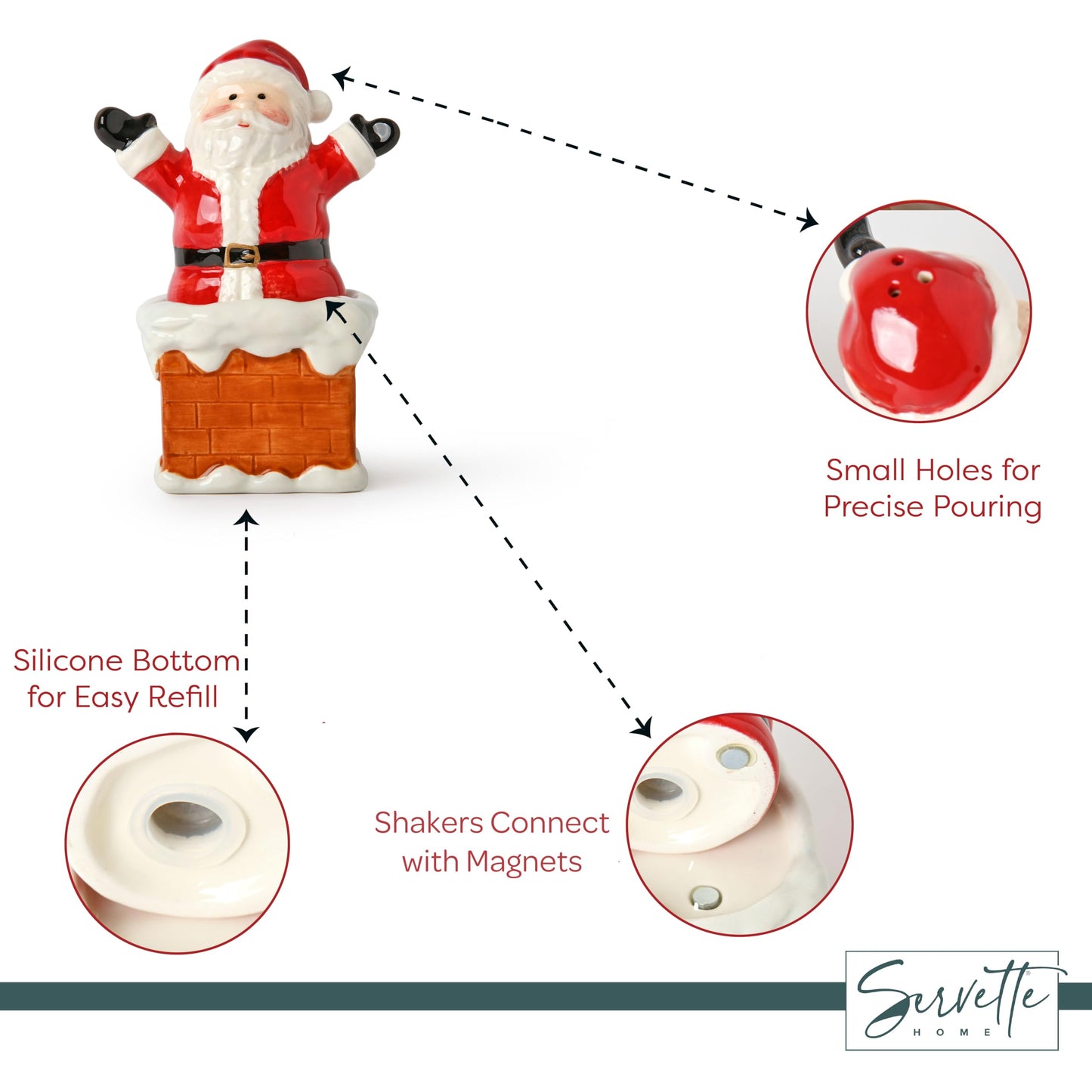 Christmas Holiday Salt and Pepper Shaker Set - Santa and Chimney