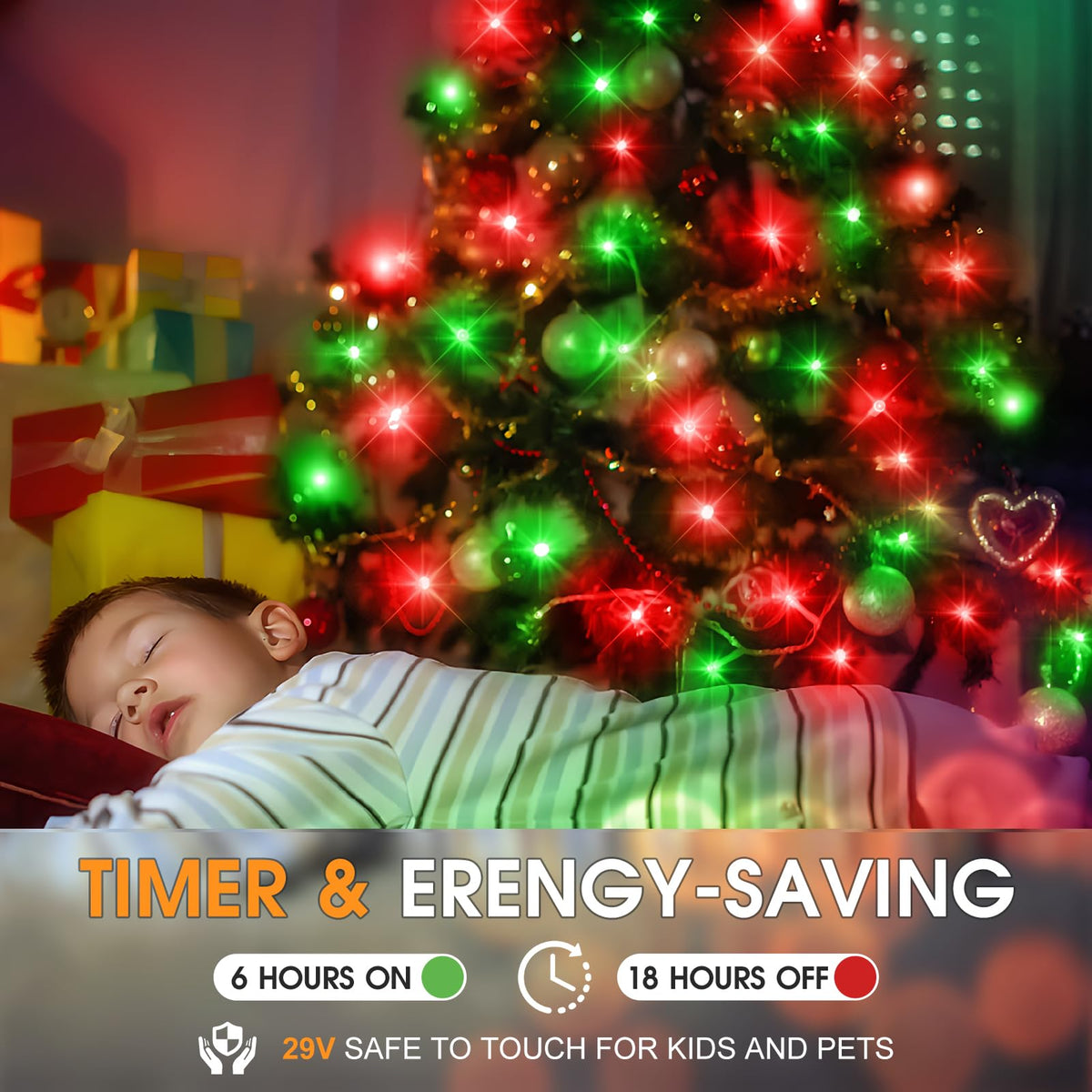 KNONEW 403ft 1000 LED String Lights Outdoor Christmas Lights 8 Modes & Timer Fairy Light Plug in Waterproof LED String Lights for Xmas Yard Tree Wedding Party Holiday Decorations (Red and Green)