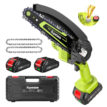 Supstable Mini Chainsaw 6 Inch, Electric Chainsaw Cordless, Battery Powered Chain Saw with Oiler, 2pcs 2000mAh Batteries, Small Handheld Garden Saws for Tree Branch Wood Cutting, Gifts for Men Women
