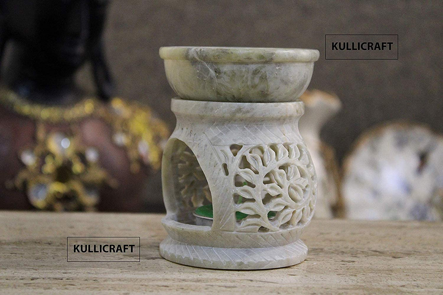 Marble Soapstone Incense Stick Burner | Candle Stick Holder | Tea Light Burner with Marble Soapstone Candle Aroma Burner | Oil Diffuser | Tea Light Holder | Wax Burner.