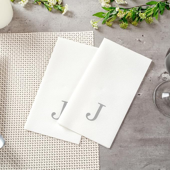 Luxenap 15.8 X 7.9 Inch Linen-Feel Guest Towels, 50 Lettered Hand Towels