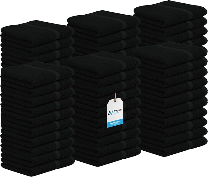 Avalon Towels Cotton Washcloths – Size 12x12 Inches, 100% Ring Spun Cotton