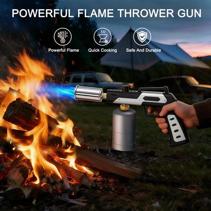 Rroetxi Powerful Propane Torch, Kitchen Cooking Torch, Culinary hand Torch Lighter, Adjustable flamethrower gun for Sous Vide Searing Steak, BBQ, Grill, Campfire Charcoal Starter