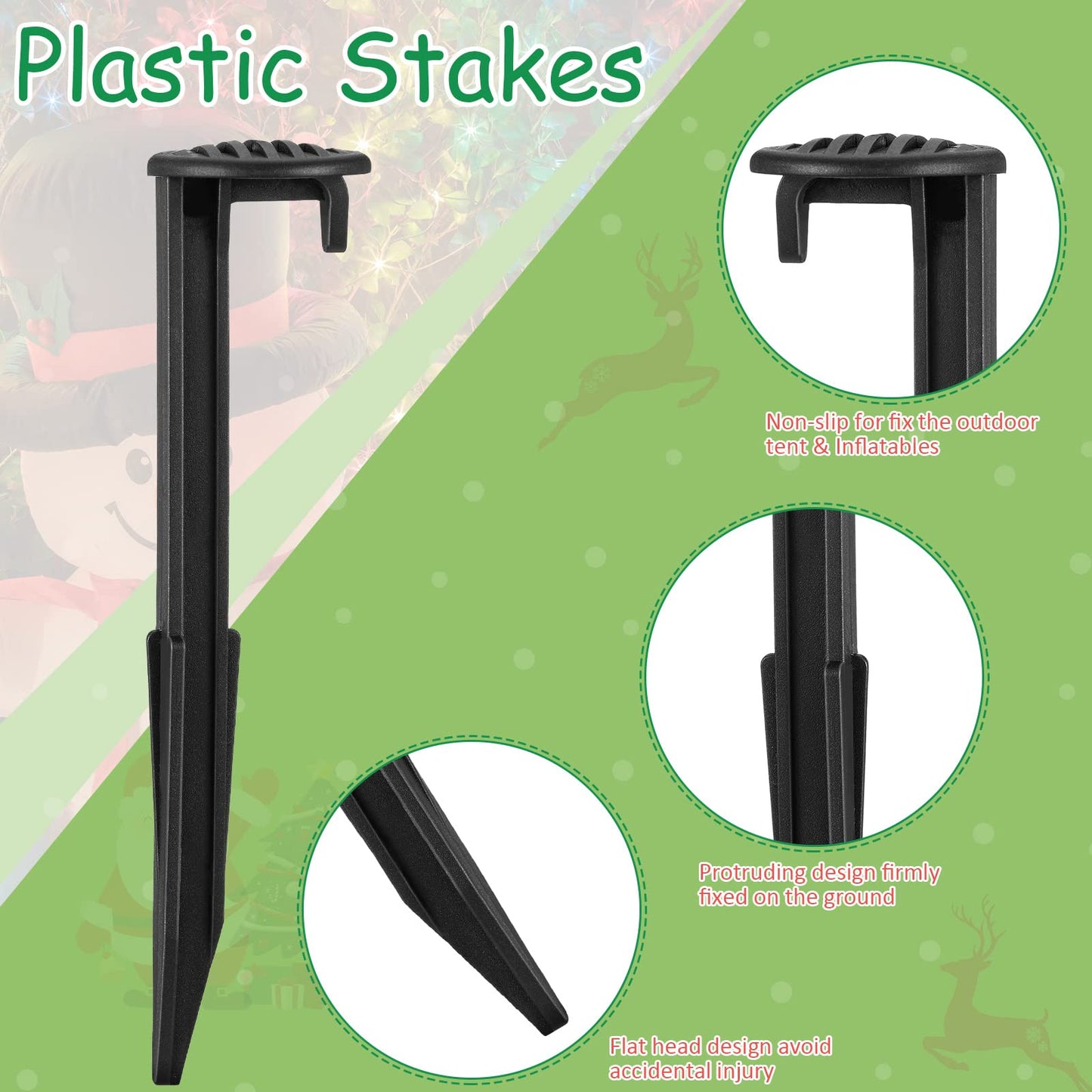 Blulu 36 Pieces Inflatable Stakes with Tethers & Hooks Plastic Tent Tie Down Stakes Float Anchors Inflatables for Christmas Halloween Garden Yard Lawn Decorations