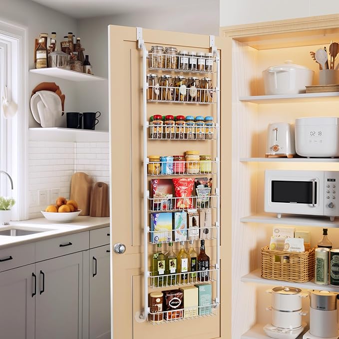 Delamu Over The Door Pantry Organizer, 8-Tier Metal Pantry Door Organization