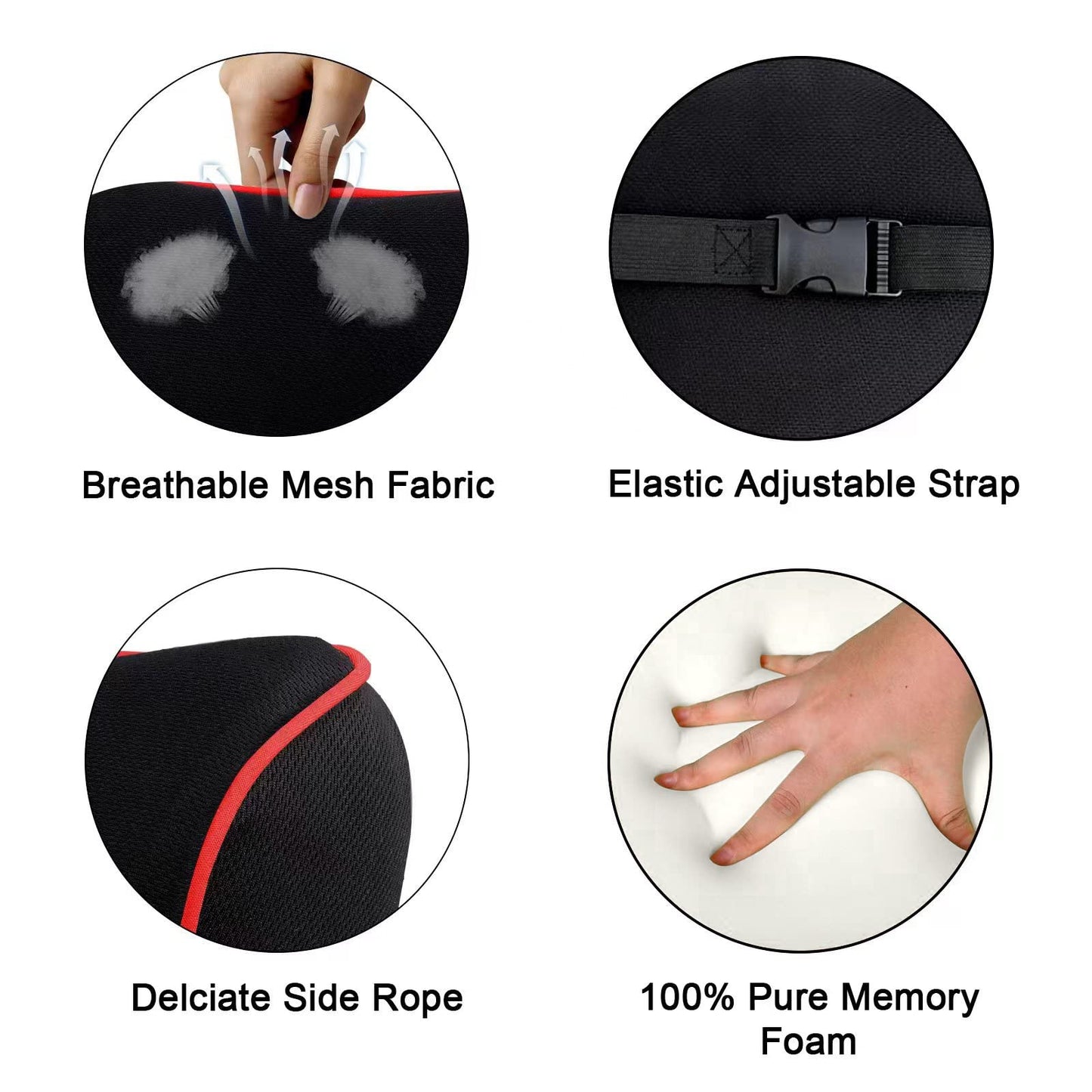 Crofy 2-Pack Car Neck Pillow, Softness Car Headrest Pillow for Driving with Adjustable Strap, 100% Memory Foam and Breathable Removable Cover, Comfortable Ergonomic Design, 4.7 Inches Thick