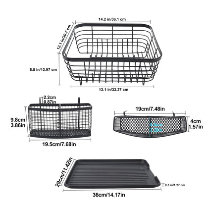 (Black) - ESYLIFE Kitchen Dish Drainer Drying Rack with Drip Tray and Full-Mesh Silverware Storage Basket, Black