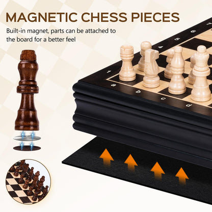 Peradix Magnetic Chess Set 12 Inch Classic 2 in 1 with Chess Pieces, Wood Board Box with Storage, 2 Extra Queens, Wooden Chess Board Games for Kids and Adults, Family Educational Gift Sets