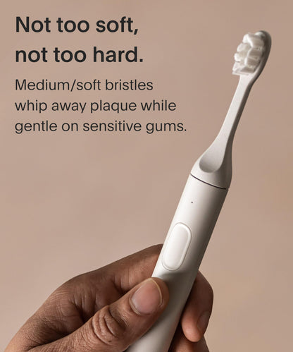 SURI Recyclable Plant-Based, Electric Toothbrush Heads - Built-in Tongue Scraper, Long Lasting Replacement Heads | Compatible Only with SURI Sonic Electric Toothbrush - Sea Mist, Pack of 3