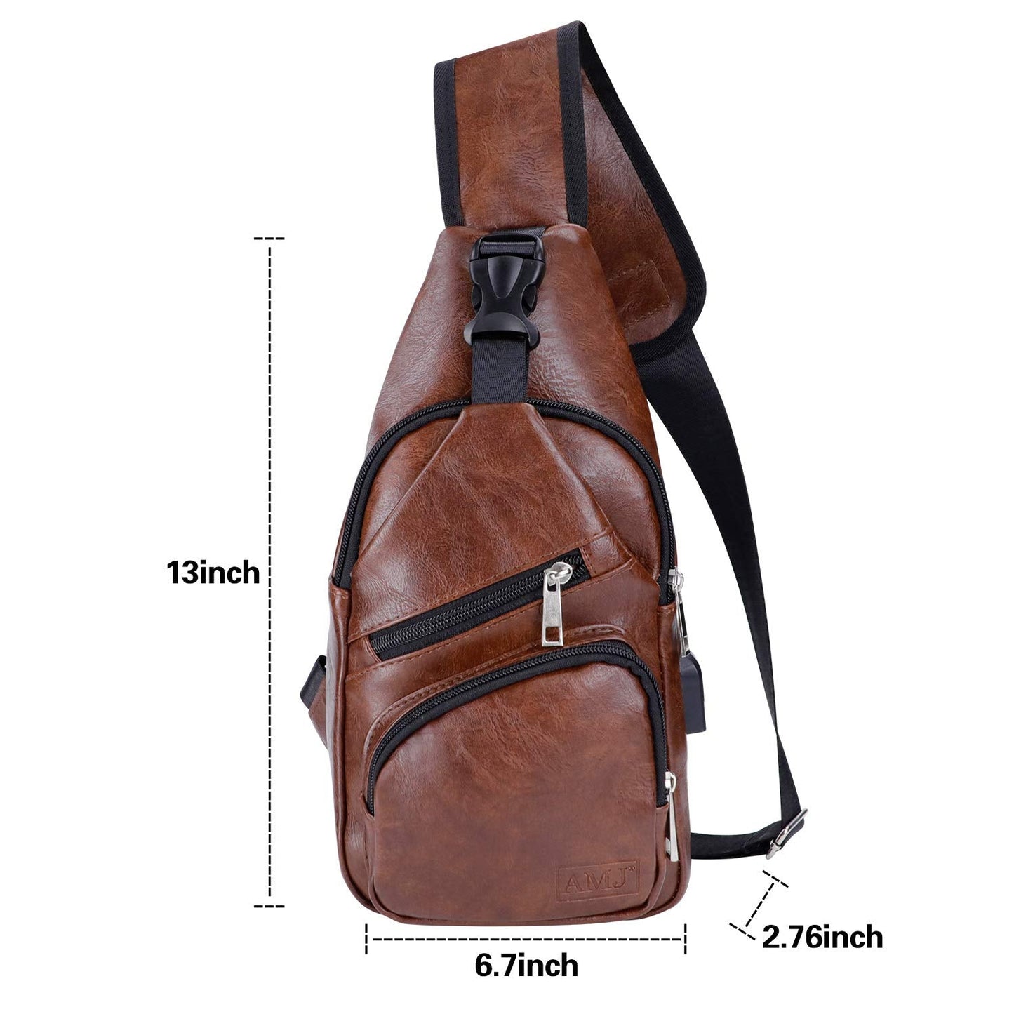 AMJ Crossbody Sling Bag Men Women, Casual Shoulder Backpack, Chest Daypack Satchel for Hiking Travel