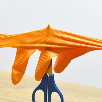 TitanFlex ThorGrip Heavy Duty Industrial Orange Nitrile Gloves, 8-mil, Gloves Disposable Latex Free with Raised Diamond Texture Grip, Powder Free, Rubber Gloves, Mechanic Gloves,100-ct Box (XL)